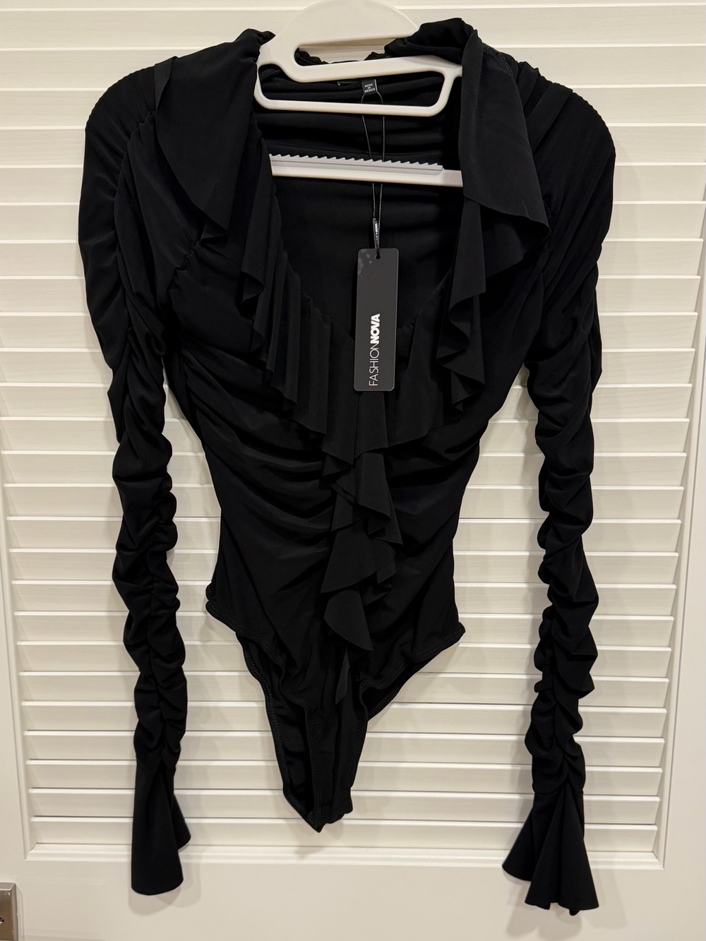 Fashion Nova Black Ruffle Bodysuit - Treat You Right